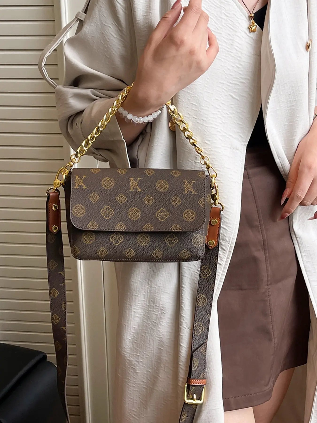 Women'S 2026 New Printed Colorblock Handbag, Luxurious High-Value Crossbody Bucket Bag, Large Capacity, Adjustable Strap, All Seasons, Fashionable Patterned Bag, Chain Crossbody Bag